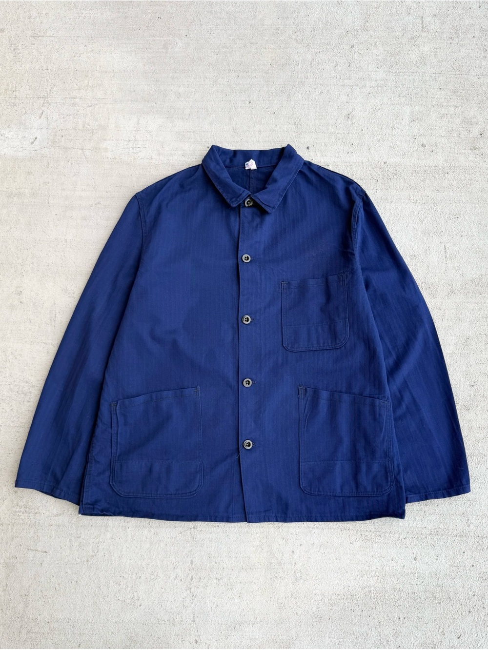 Vintage 70s 80s German HBT Light Cotton Chore Jacket Large Herringbone Twill